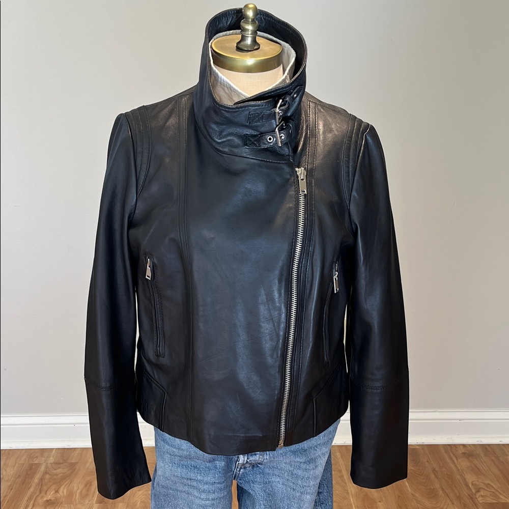 Mango Black Leather Biker Jacket